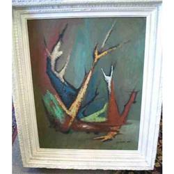 1952 Mid Century Abstract Painting Warren Davis#1653947