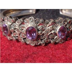 Silver bracelet with 3 amethyst stones and #1653981