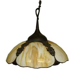 Flower Adorned Slag Glass Chandelier Fixture #1654384