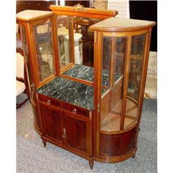 French Double Bent Glass Hutch Secretary Vanity#1654385