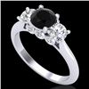 Image 1 : 1.5 ctw Fancy Black Diamond Art Deco 3 Stone Ring 18k White Gold - REF-136W4H
