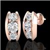 Image 2 : 2.18 ctw VS/SI Diamond Solitaire Art Deco Stud Earrings 18k Rose Gold - REF-300A2N