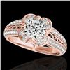 Image 1 : 2.05 ctw Certified Diamond Solitaire Halo Ring 10k Rose Gold - REF-381Y8X