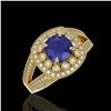 Image 1 : 2.69 ctw Certified Sapphire & Diamond Victorian Ring 14K Yellow Gold - REF-99N3F