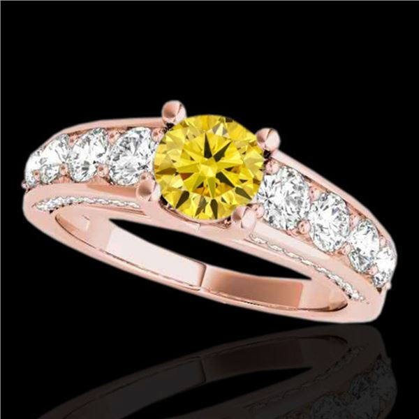 3.05 ctw Certified SI/I Fancy Intense Yellow Diamond Ring 10k Rose Gold - REF-436X4A