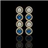 5.42 ctw Blue & Diamond Micro Pave Earrings 18K Yellow Gold - REF-513X8A