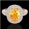 3.50 ctw Citrine & Micro Pave VS/SI Diamond Ring 14k Rose Gold - REF-98Y2X