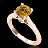 1.36 ctw Intense Fancy Yellow Diamond Art Deco Ring 18k Rose Gold - REF-238M6G