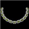 58.5 ctw Tourmaline & Diamond Victorian Bracelet 14K White Gold - REF-1623X3A