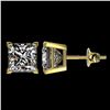 Image 2 : 2.50 ctw VS/SI Quality Princess Diamond Stud Earrings 10k Yellow Gold - REF-601R4K