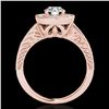 Image 2 : 1.5 ctw Certified Diamond Solitaire Halo Ring 10k Rose Gold - REF-231X8A