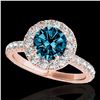 Image 1 : 2 ctw SI Certified Fancy Blue Diamond Solitaire Halo Ring 10k Rose Gold - REF-170G5W