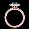 Image 2 : 2 ctw SI Certified Fancy Blue Diamond Solitaire Halo Ring 10k Rose Gold - REF-170G5W