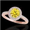 1.55 ctw Certified SI/I Fancy Intense Yellow Diamond Ring 10k Rose Gold - REF-197F8M