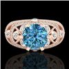 Image 2 : 2 ctw Intense Blue Diamond Engagment Art Deco Ring 18k Rose Gold - REF-345G5W