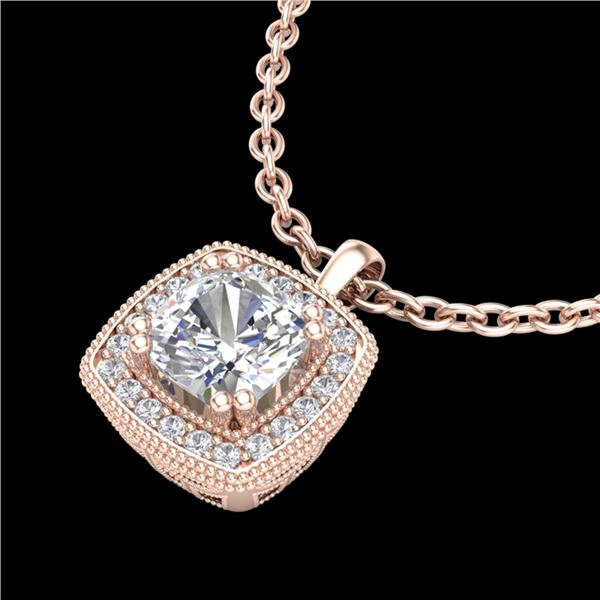 1.25 ctw Cushion VS/SI Diamond Art Deco Necklace 18k Rose Gold - REF-337G5W