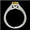 Image 2 : 1.5 ctw SI/I Fancy Intense Yellow Diamond Antique Ring 10k White Gold - REF-286W4H