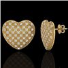 Image 2 : 1.50 ctw Micro Pave VS/SI Diamond Heart Earrings 14k Yellow Gold - REF-110R4K