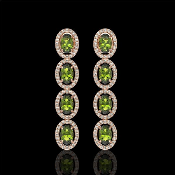 5.88 ctw Tourmaline & Diamond Micro Pave Halo Earrings 10k Rose Gold - REF-143Y6X