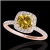 Image 1 : 1.25 ctw Certified SI/I Fancy Intense Yellow Diamond Ring 10k Rose Gold - REF-190G9W