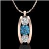 Image 1 : 1.07 ctw Fancy Intense Blue Diamond Art Deco Necklace 18k Rose Gold - REF-123R6K