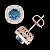Image 3 : 1.69 ctw Fancy Intense Blue Diamond Art Deco Earrings 18k Rose Gold - REF-176X4A