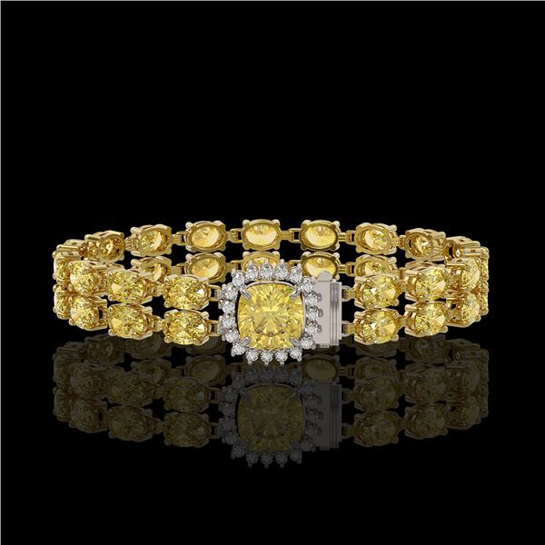 14.21 ctw Citrine & Diamond Bracelet 14K Yellow Gold - REF-178G2W