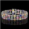 Image 1 : 18.16 ctw Multi Color Sapphire & Diamond Row Bracelet 10K White Gold - REF-250R9K