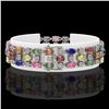 Image 2 : 18.16 ctw Multi Color Sapphire & Diamond Row Bracelet 10K White Gold - REF-250R9K