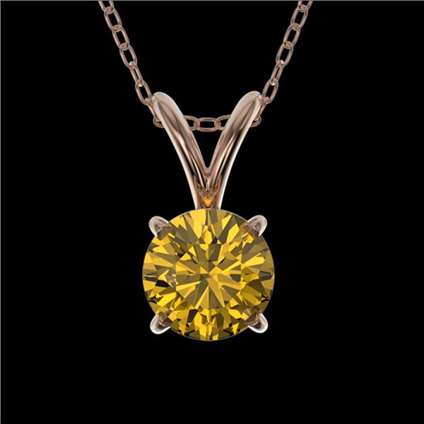 0.53 ctw Certified Intense Yellow Diamond Necklace 10k Rose Gold - REF-57M8G