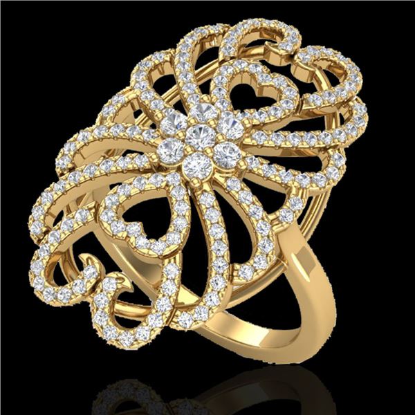 2.25 ctw Micro Pave VS/SI Diamond Designer Ring 18k Yellow Gold - REF-191F3M