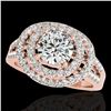 Image 1 : 1.75 ctw Certified Diamond Solitaire Halo Ring 10k Rose Gold - REF-211G4W