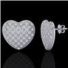 Image 2 : 1.50 ctw Micro Pave VS/SI Diamond Heart Earrings 14k White Gold - REF-110W4H