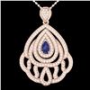 Image 1 : 2 ctw Tanzanite & Micro Pave VS/SI Diamond Necklace 14k Rose Gold - REF-180W2H