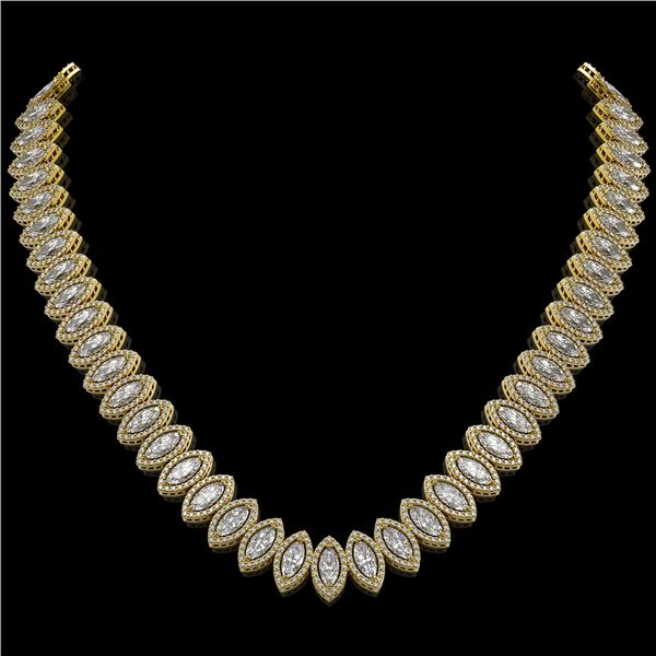 39.68 ctw Marquise Cut Diamond Micro Pave Necklace 18K Yellow Gold - REF-5438G6W