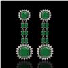 Image 1 : 19.88 ctw Emerald & Diamond Earrings 14K White Gold - REF-336M4G