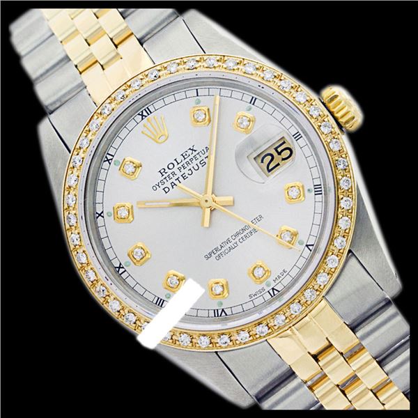 Rolex Ladies Two Tone 14K Gold/ss, Diamond Dial & Diamond Bezel, Sapphire Crystal