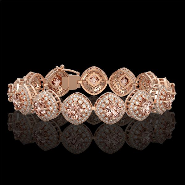 31.35 ctw Morganite & Diamond Victorian Bracelet 14K Rose Gold - REF-1063X3A