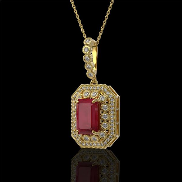 7.18 ctw Certified Ruby & Diamond Victorian Necklace 14K Yellow Gold - REF-172F8M