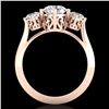 Image 2 : 1.51 ctw VS/SI Diamond Solitaire Art Deco 3 Stone Ring 18k Rose Gold - REF-427F3M