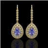 Image 1 : 8.95 ctw Tanzanite & Diamond Victorian Earrings 14K Yellow Gold - REF-345F5M