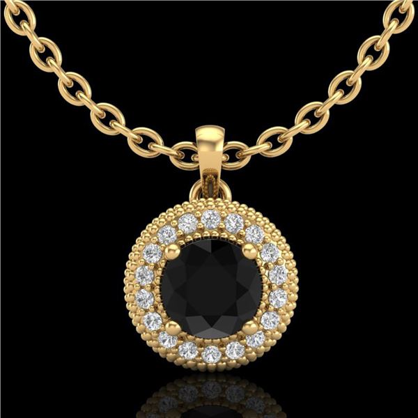 1 ctw Fancy Black Diamond Art Deco Stud Necklace 18k Yellow Gold - REF-76R8K