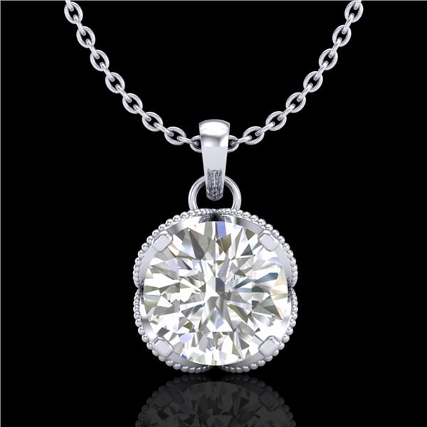 1.13 ctw VS/SI Diamond Solitaire Art Deco Stud Necklace 18k White Gold - REF-217F3M