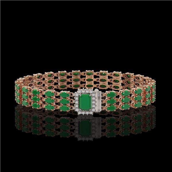 28.74 ctw Emerald & Diamond Bracelet 14K Rose Gold - REF-318G2W