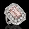Image 1 : 6.08 ctw Certified Morganite & Diamond Victorian Ring 14K White Gold - REF-226G4W