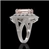 Image 3 : 6.08 ctw Certified Morganite & Diamond Victorian Ring 14K White Gold - REF-226G4W