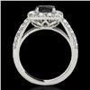 Image 2 : 2.5 ctw Certified VS Black Diamond Solitaire Halo Ring 10k White Gold - REF-122W8H