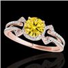 Image 1 : 1.36 ctw Certified SI/I Fancy Intense Yellow Diamond Ring 10k Rose Gold - REF-204N5F