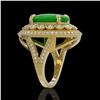 Image 3 : 9.27 ctw Jade & Diamond Victorian Ring 14K Yellow Gold - REF-245A5N