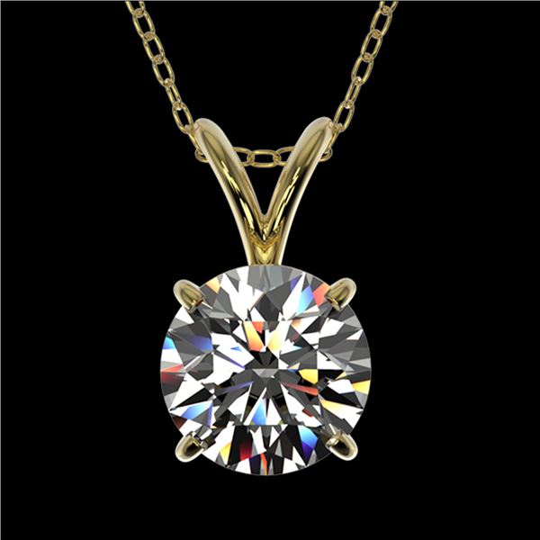 1 ctw Certified Quality Diamond Solitaire Necklace 10k Yellow Gold - REF-141H3R